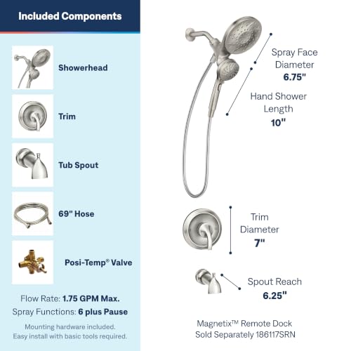 Moen 82304SRN Engage Magnetix Tub & Shower Trim Kit, Brushed Nickel - image 3