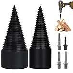 2 Pcs Log Splitter Drill Bit, 45mm & 32mm Detachable Electric Drill Bit with 4 Handles, Firewood Drill Bits, Screw Cones Splitter for Electric Hand Drills Family Outdoor Farm