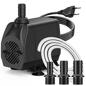 Knifel Springbrunnenpumpe 45W 2500L/H Automatische Abschaltung bei Niedrigwasser Schutz vor überhitzung Funktion Ultra Leise Teichpumpe Wasserpumpen Mit 1, m Kabel für Brunnen, Hydroponik-Systeme