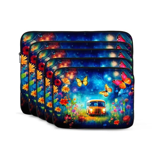 Garden Butterfly Bus Laptop Sleeve Case 15 Inch Suitable For Notebook Computer Tablet Traveling Carrying Simple Case2