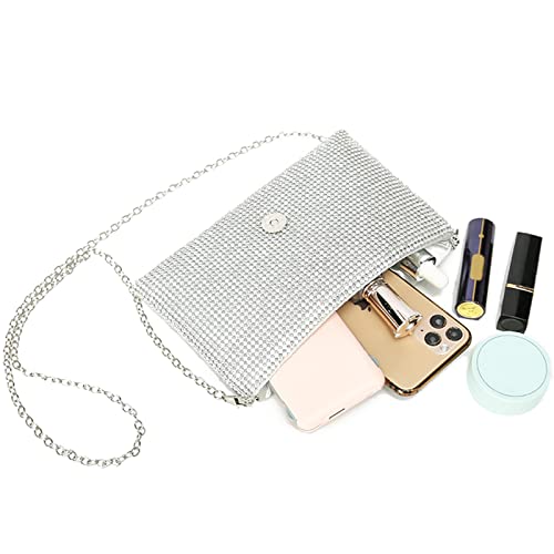 Yikoee Rhinestone Clutch Purses For Women Glitter Evening Bag With Chain Strap (Silver) #TOP4