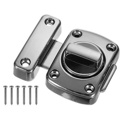 PATIKIL Pestillo giratorio de aleación de zinc, cerradura de seguridad para puerta de seguridad, pestillo deslizante para puerta de mascotas, con tornillos para armario, ventana, muebles, color negro