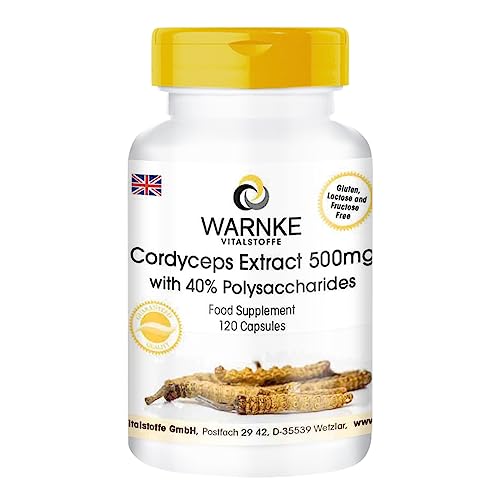 Cordyceps Extract 500 mg - 120 Capsules, standardized to 40% polysaccharides, Vegan | Warnke Vitalstoffe - German Pharmacy Quality