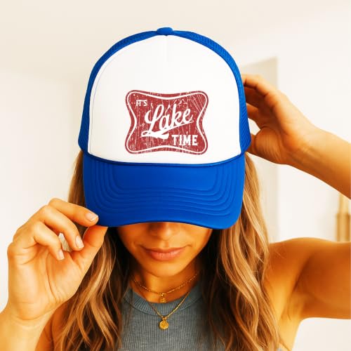 Image of It's Lake Time Summer Classic 5 Panel Foam Front Mesh Snap Back Trucker Hat