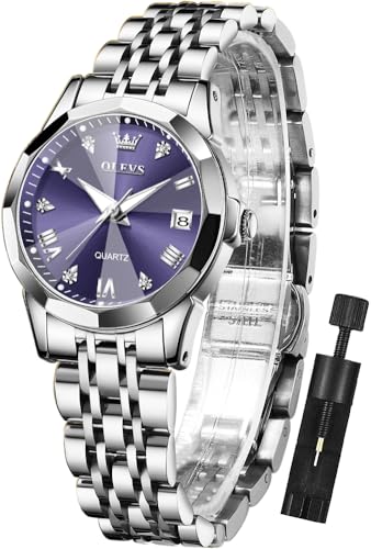 Image of OLEVS Womens Watch Fashion Dress Diamond Female Watches for Ladies Analog Stainless Steel Waterproof Luminous Day Date Two Tone Wristwatch