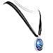 Laura Milnor Iverson Tuxedo Cat Handmade Art Pendant Japanese Magnolia Tree Blue Moon (Black Ribbon Necklace)