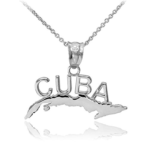 Cuban gifts Silver map of Cuba pendant