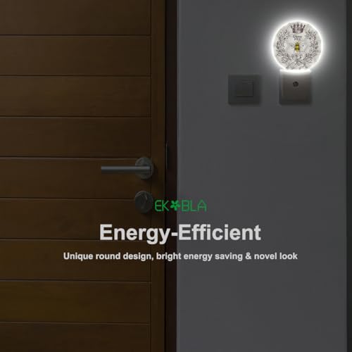 Image of EKOBLA Queen Bee Night Light, Bee Theme Round Night Lights Plug Into Wall with Auto Sensor, Dusk to Dawn Lighting for Bedroom, Hallway and Kitchen