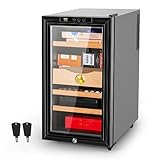 48L Cooler Humidor 300 Capacity Electronic Humidor with Spanish Cedar Wood Shelves and Tray...