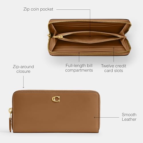 Coach Women's Slim Accordion Zip Accessory-Travel Wallet, B4/Honey Brown3