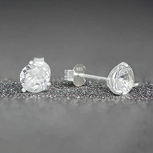 Aeon Birthstone Stud Earrings - April Clear White - Image 4
