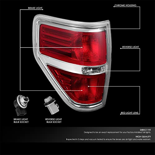 DNA MOTORING TL-ZTL-006-RD-R Passenger Side Red Polycarbonate Lens Tail Light Compatible with 2009-2014 F-150, w/Bulb Sockets by DNA MOTORING - Image 2