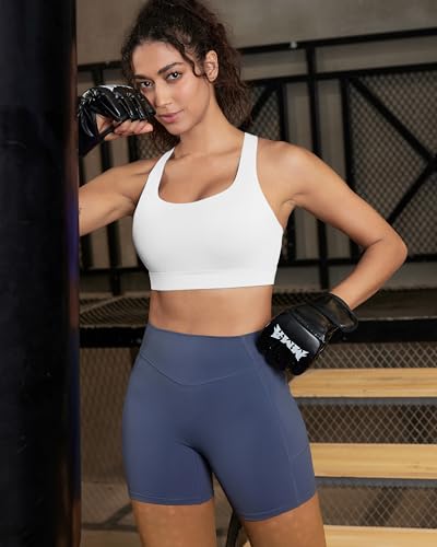Image of RUNNING GIRL Sports Bra for Women,Molded Cup Strappy Running High Impact Sports Bra with Sewn in Pads