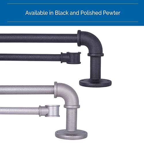 Sun Zero Sn47079 Bronn Industrial Pipe Blackout Wrap Around Double Curtain Rod, 36-66" Adjustable Length, Matte Black Finish, 3/4" And 5/8" Diameter Textured Steel Tubes #TOP6