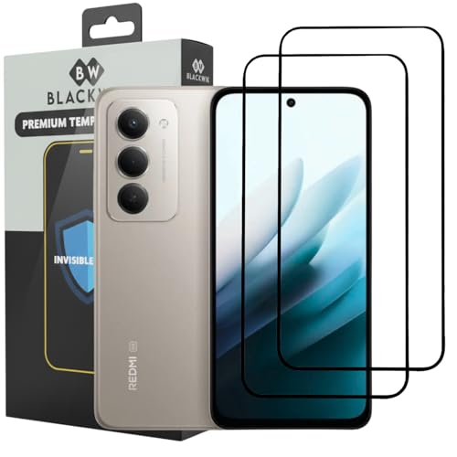 Image of Blackwik Premium Tempered Glass Screen Protector for Redmi 15 with Edge-To-Edge Protector Coverage | Easy Installation Kit (Black) (Pack Of 2)