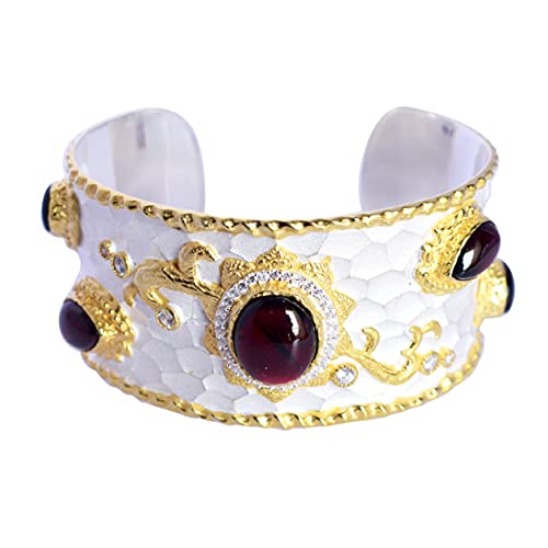 Bracelet grenat en argent 925 massif fait main de 20,3 cm