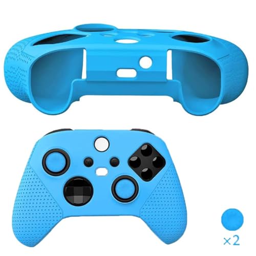Image of TMG Silicone Cover Case for Xbox Series X /S Controller, Rubber Skin Protector for Xbox Series X /S Controller with Matching Thumb Grips (Blue)