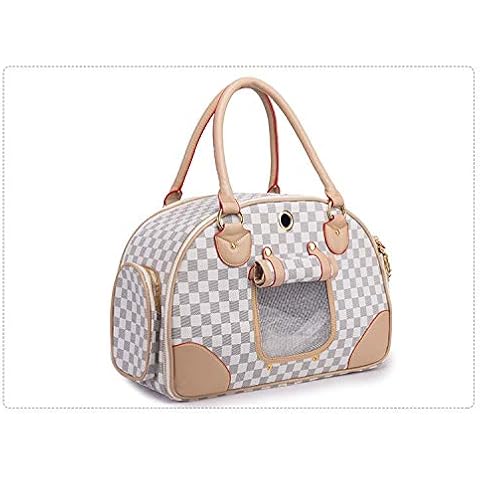 Dog Puppies Chihuahua Gift Poodle Bag Set foldable Kitten Airline Plane Handbag, Can Be Used for Small Pet Travel Bags (S, Brown white square) Cover