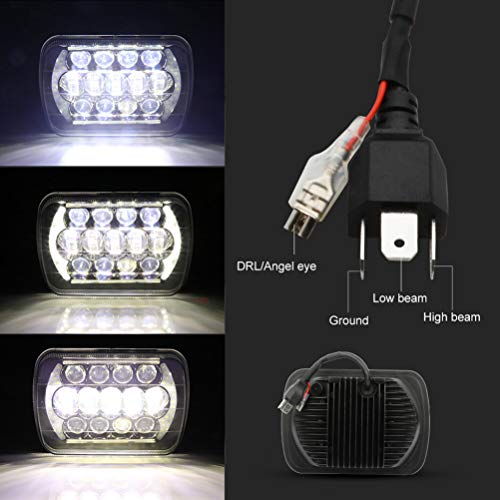 Cciyu Led Headlight Square 7 Inch Sealed Beam Hi Low Beam And Drl Square Headlamp Replacement For 1986-1995 For Jeep Wrangler Yj 1984-2001 For Jeep For Cherokee Xj #TOP5