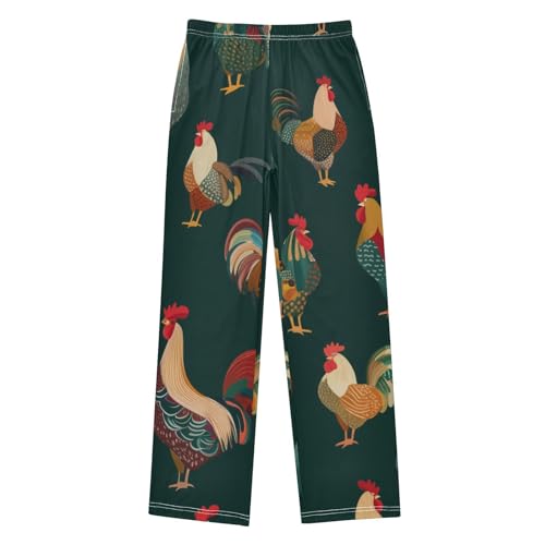 ZZXXB Retro Roosters Boys Long Pants Soft Trousers Elastic Waist Kids Lounge Bottoms with Pockets S-XL