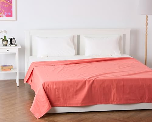 Image of 100% Pure Cotton 3 Layer Dohar, Double Bed Blanket Comforter, (90''X100'' / 230X254 CM), Uni Plain, Skin Friendly Dohar, Color - Coral
