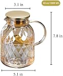 1.8L 60 oz Amber Glass Pitcher with Lid and Handle 2 Quart Water Pitcher with Spout Beverage Serveware Iced Tea Jug Water Carafe Heat Resistant Refrigerator Usable