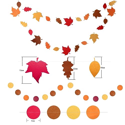 Herbst Party Deko Geburtstag Ahornblätter Girlande Orange Burgund Papierfächer Seidenpapier Pompons Laternen Kreis Punkt Blatt Girlande für Herbst Babyparty Brautdusche Thanksgiving Party Dekorationen