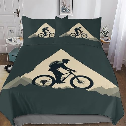Housse de Couette 160x200 Vélo De Montagne Parure de lit 1 Personne Sports De Plein Air 3D Imprimée Doux Literie Set Microfibre Housses Couettes avec Fermeture Éclair...
