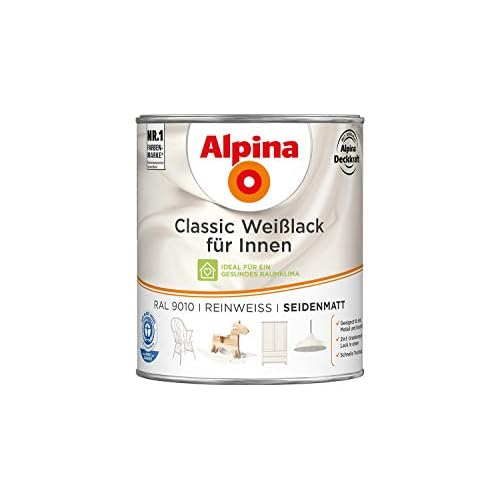 Alpina Farben GmbH, Classic Weißlack für Innen, RAL 9010, Reinweiß, Seidenmatt