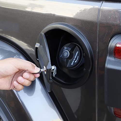 Sqqp Locking Fuel Filler Door Gas Tank Cap Cover, Aluminum Fuel Door Exterior Accessories For 2018-2021 Jeep Wrangler Jl & Unlimited Sport Rubicon Sahara 2/4 Door（Black） #TOP2
