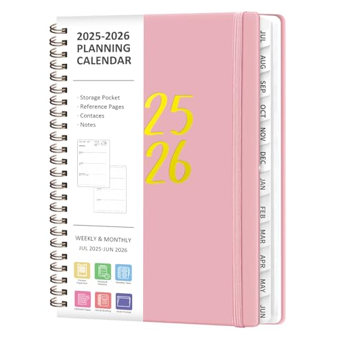 Planner 2025-2026, Monthly and Weekly Calendar Academic Planner (July 2025 – June 2026), Hardcover Planning Agenda Book for Office School Supplies, A5 (6.3″ x 8.5″)
