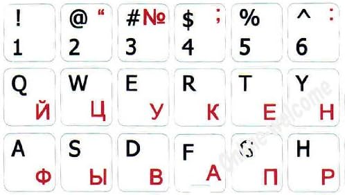 Online-Welcome Russian-English White BACKGROUBD Keyboard Stickers Non Transparent for Computers LAPTOPS Desktop Keyboards