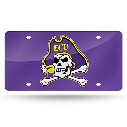 NCAA Rico Industries Laser Inlaid Metal License Plate Tag, East Carolina Pirates