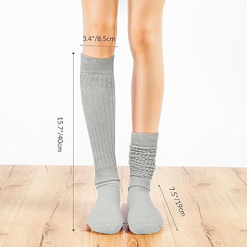 Image of Violet Mist women slouch socks thick colored knee high scrunch socks long stacked sock boot 80s 90s Novetly