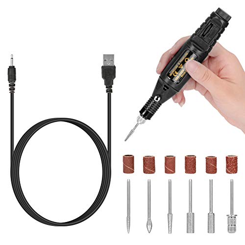 JessLab Nail Drill Kit, Multi Function Electric Acrylic Nail Drill Pen Manicure Machine Nail Tool Set with 6 Bits Sanding Bands for Nail Care Shaping Filing Buffing Polishing Pedicure, 20000 RPM
