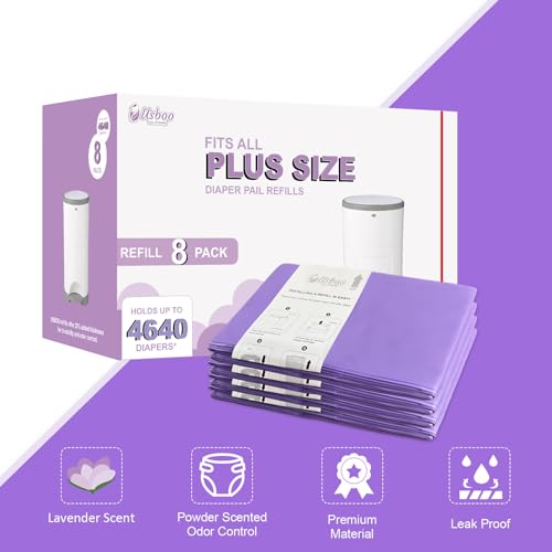 Image of USBOO Refills Compatible with Dekor Plus Diaper Pail,8 Pack Disposable Diaper Pail Refills, Easy to Replace and Dispose Diaper Trash Bags, Holds up to 4640 Diapers,Lavender Scent