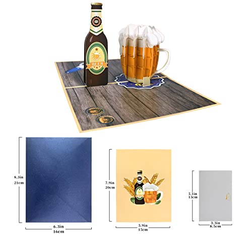 Greeting Art Beer Pop Up Card,Pop Up Fathers Day Card,8×6-3D Greeting Card, Pop Up Birthday Card For Dad, Brother Or Friend,Happy Father's Day Card, Retirement Cards For Men #TOP1