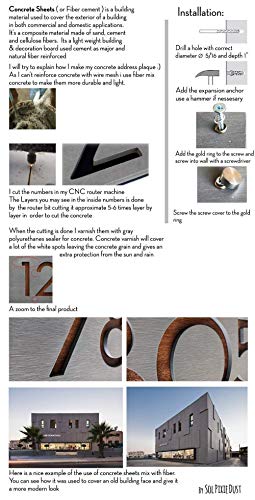 Modern House Numbers - Two Screws Rectangle - Concrete With Orange Yellow Acrylic - Contemporary Home Address - Sign Plaque - Apartment Door Number - Hotel Room #TOP5