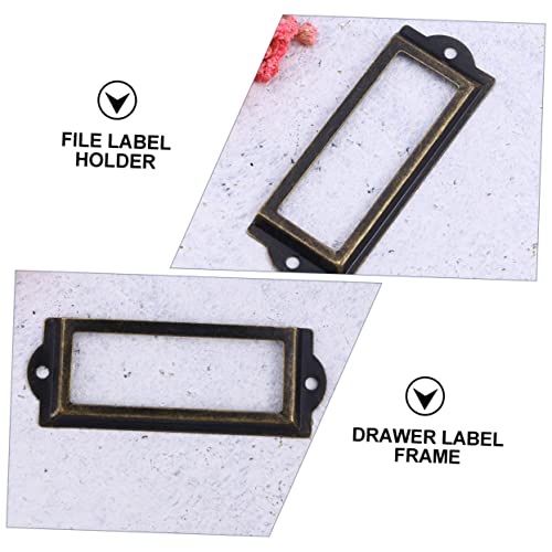 Zerodeko 24Pcs Drawer Label Box Antique Tag Label Frames Shelves Name Frame Medicine Chest Label Holders Metal Cabinets Metal Stand Vintage Frames Creative Tag Frame Drawer Tag Frame Copper #TOP1