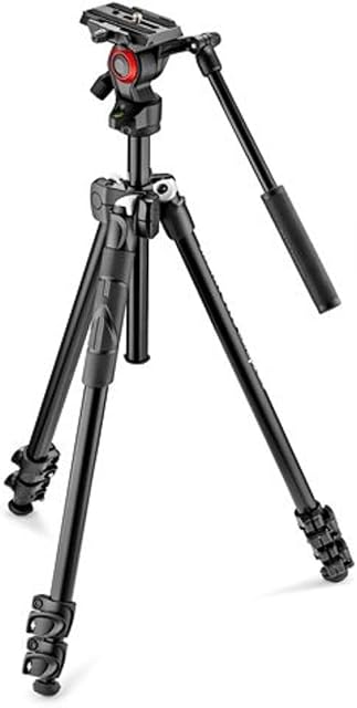 Manfrotto MK290LTA3-V, 290 Light Tripod with Befree Live Fluid Head, Fluid Drag System, Aluminium, for Vlogging, Live Journalism, Professional Videographers