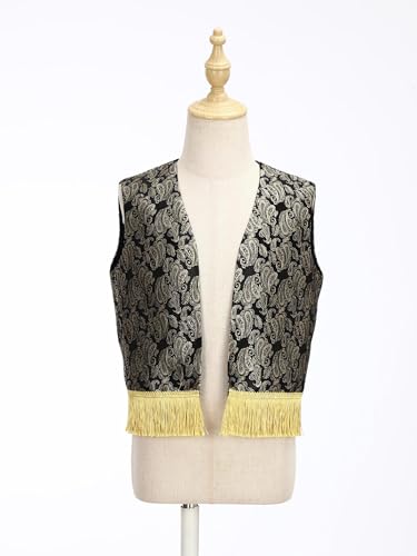 Arabian Prince Vest for Kids Boys Sleeveless Embroidery Fringe Open Front Waistcoat3