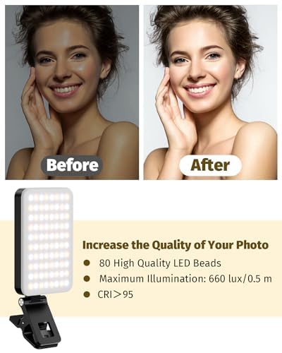 luce selfie per telefono, luce per foto con 3000-6500K 5 modalità, luce per video con batteria da 2000 mAh, luce fotografica CRI 95+ per iPhone, iPad, laptop, fotocamera
