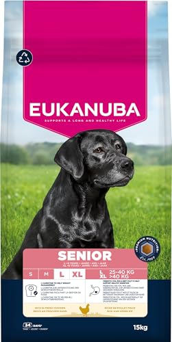Eukanuba Senior, alimento seco con Pollo Fresco para Razas Grandes, alimento Premium para Perros Mayores, 15 kg