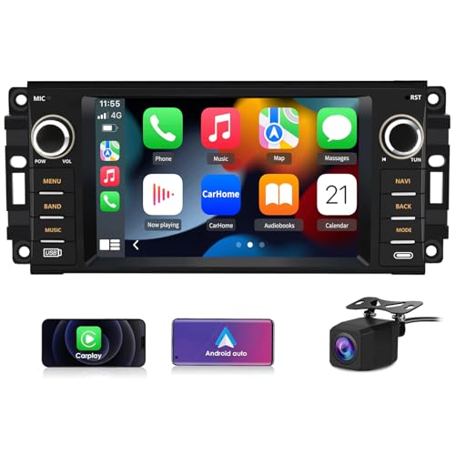 Car Stereo [2GB+64GB] for Jeep Wrangler JK Compass Patriot/Chrysler/Dodge RAM Charger, 7 inch Touch Screen Android 13 Radio with Bluetooth GPS Wireless CarPlay Andriod Auto Reverse Camera