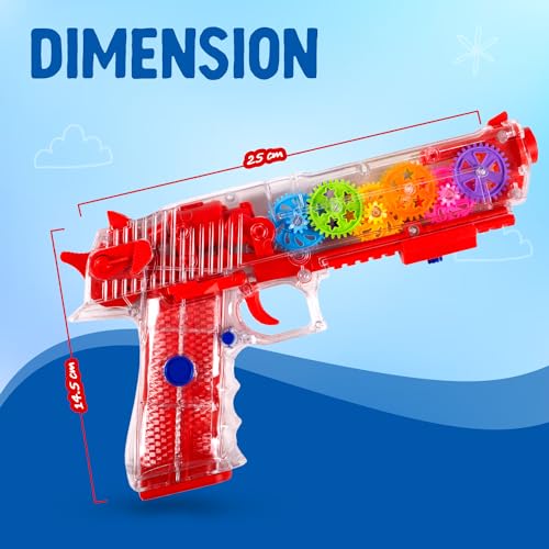 Gooyo Battery Operated 3D Concept Transparent Gear Light Toy Gun with Different Muscial Sounds & Flash Light Effect for Kids/Girls/Boys - GYG001 (Multi, 3xAA Battery)