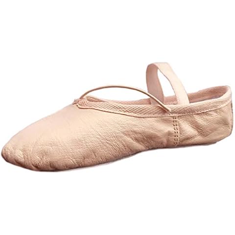 Ballet Canvas Dance Shoes Gymnastic Yoga Shoes Flat Full Sole Leather Ballerina Girls Ladies Children's and Adult's Sizes (Numeric_4) Beige Pink Cover