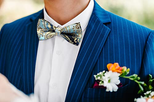 Hisdern 3/6 Pack Bow Ties For Men Paisley Plaid Dot Pre-Tie Bow Tie And Pocket Square Formal Bowties Handkerchief Set Adjustable #TOP3