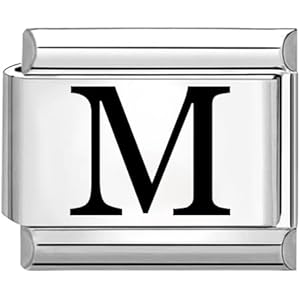 Charm Lettera J In Acciaio Con Zirconia - Per Bracciali Italiani 9mm, Stile Quiges - Foto 2