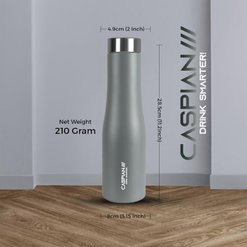 Image of CASPIAN / / / Aqua ISI Certified Stainless Steel Water Bottle (Grey Goose, 1 Litre) | Leak Proof Thunder for Fridge Home Office Travel School Kids Boys Girls Adults Sports Gym Yoga Gift | BPA Free