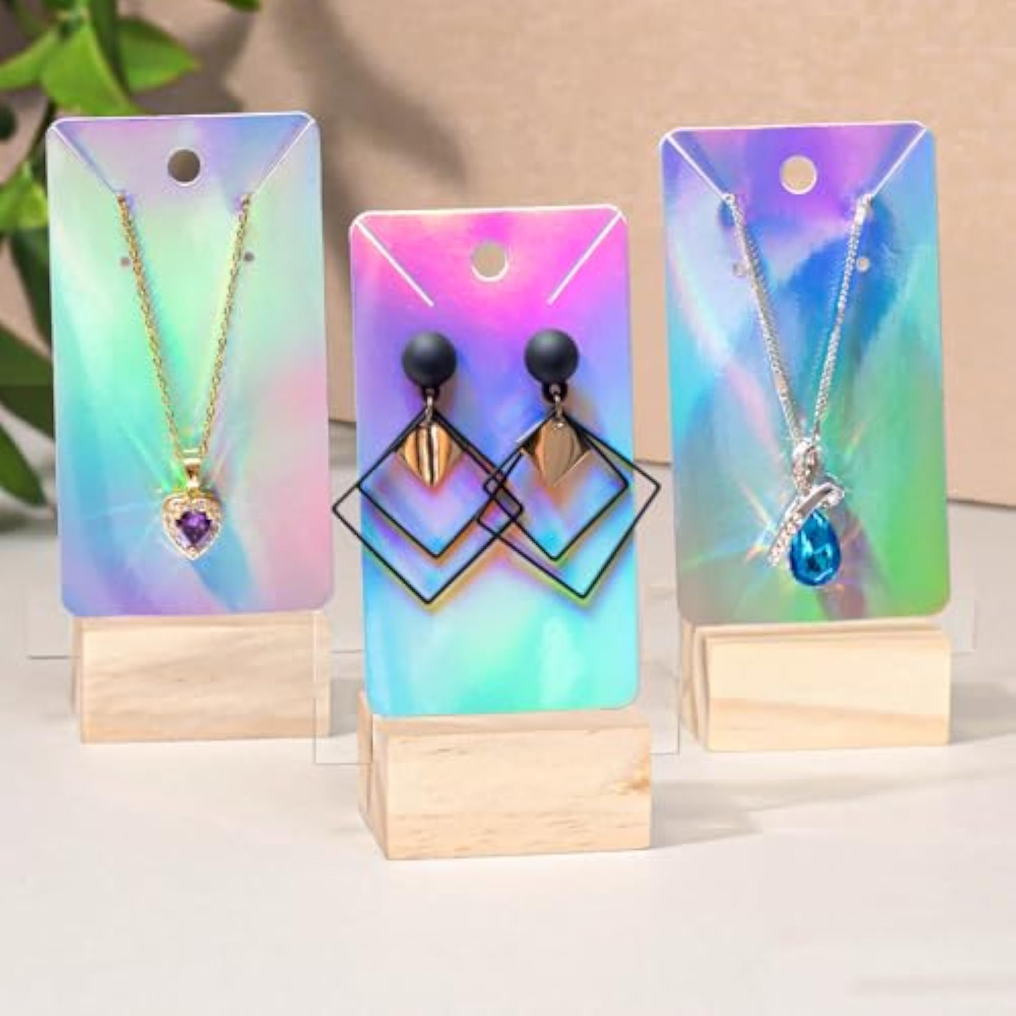 100Pcs Earring and Necklace Display Cards with Bags